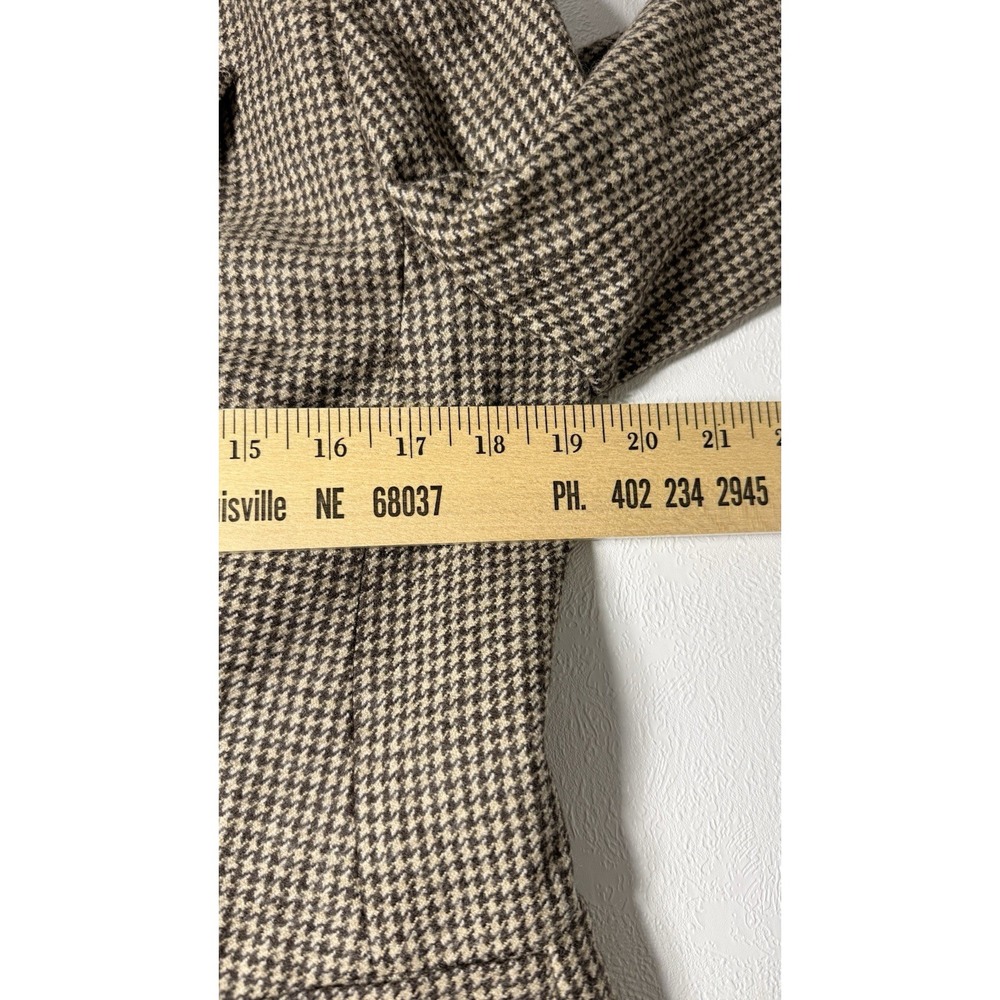 Talbots Petites 10 Wool Houndstooth Skirt Suit Set Blazer Jacket A-Line Brown - Picture 11 of 16
